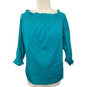Lane Bryant On Off Shoulder Shirt Blouse Womens Size 26/28 Teal New WOT